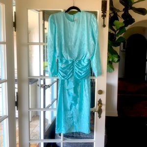Vintage Ronny Kobo-style blue silky animal dress